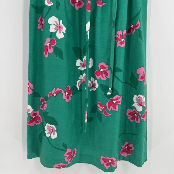 Vintage Malia Honolulu Hawaiian Floral Tropical Midi Dress Tie Belt Green Size 8 - Picture 3 of 8